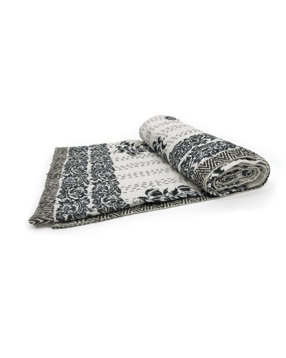 Sandy Hand Stitched Reversible Kantha Quilt - Maple Village Lane