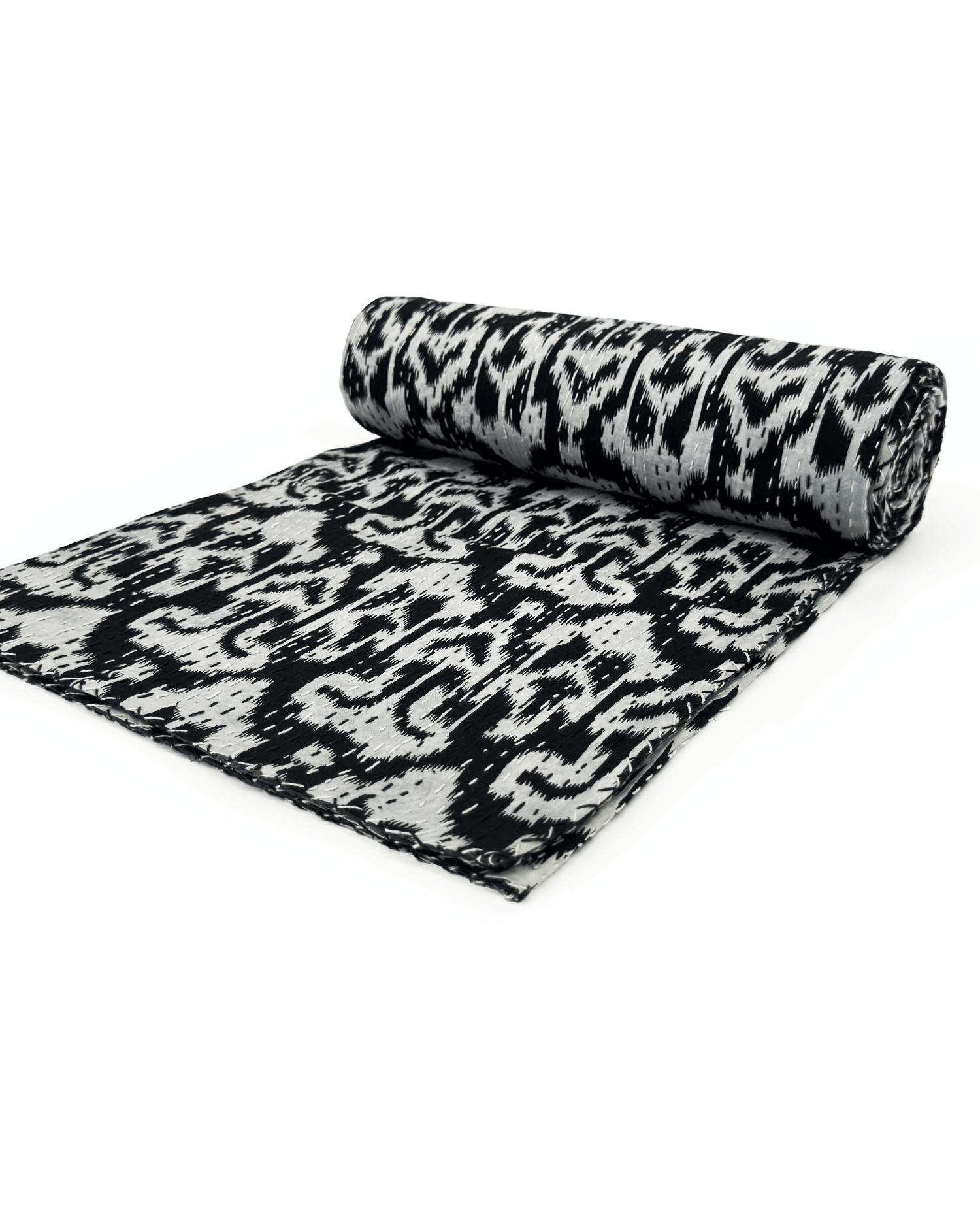 Nikki Kantha Block Print Throw Blanket - Maple Village Lane