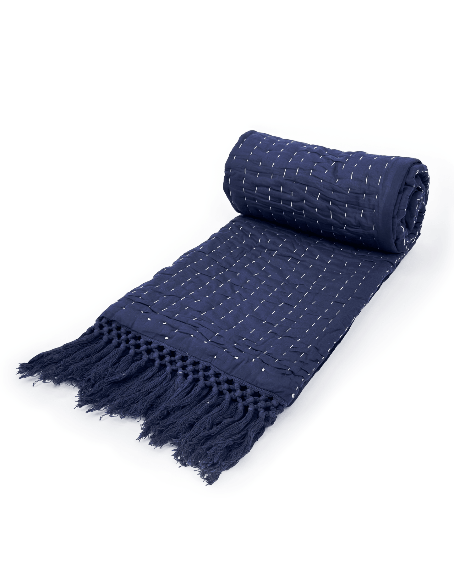 Navy Quilted Throw Blanket - Maple Village Lane