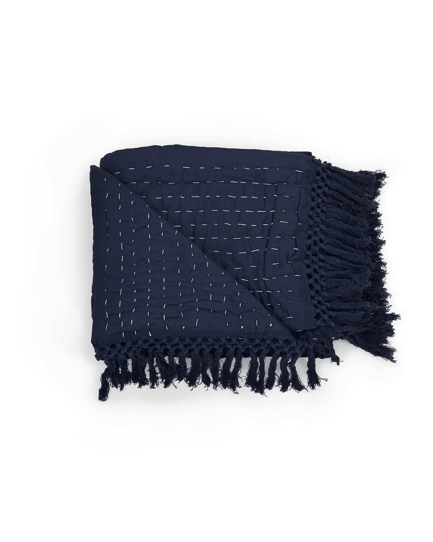 Navy Quilted Throw Blanket - Maple Village Lane