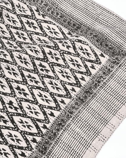 Emily Kantha Block Print Throw Blanket - Maple Village Lane