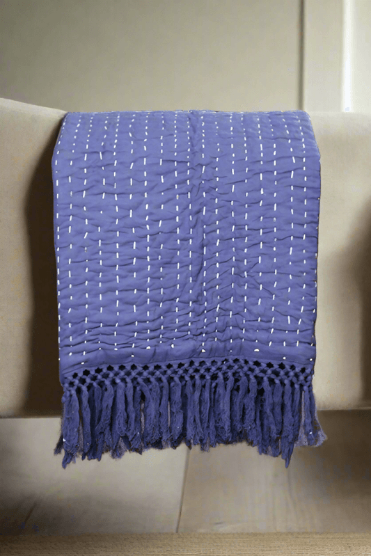 Navy Quilted Throw Blanket - Maple Village Lane