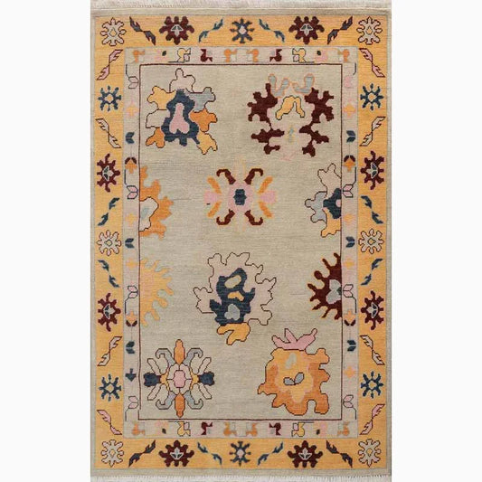 Sable Petal Hand-Knotted Wool Oushak Rug