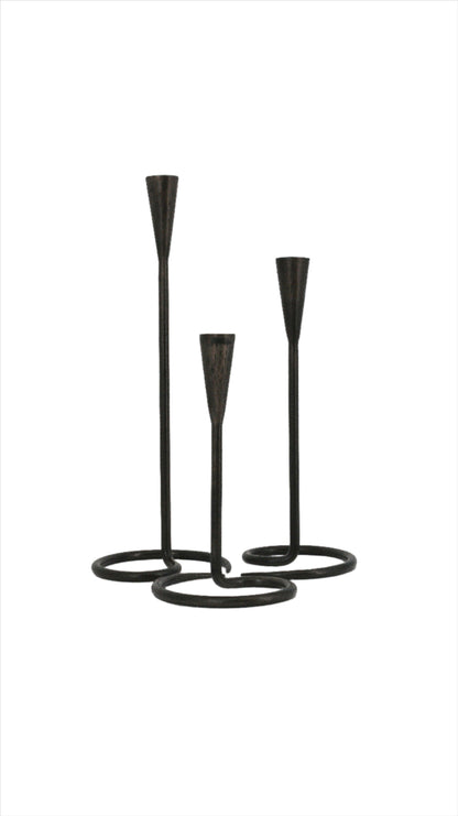 Modern Twisted Metal Candleholders - Set of 3 - Maple Village Lane