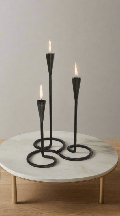 Modern Twisted Metal Candleholders - Set of 3 - Maple Village Lane