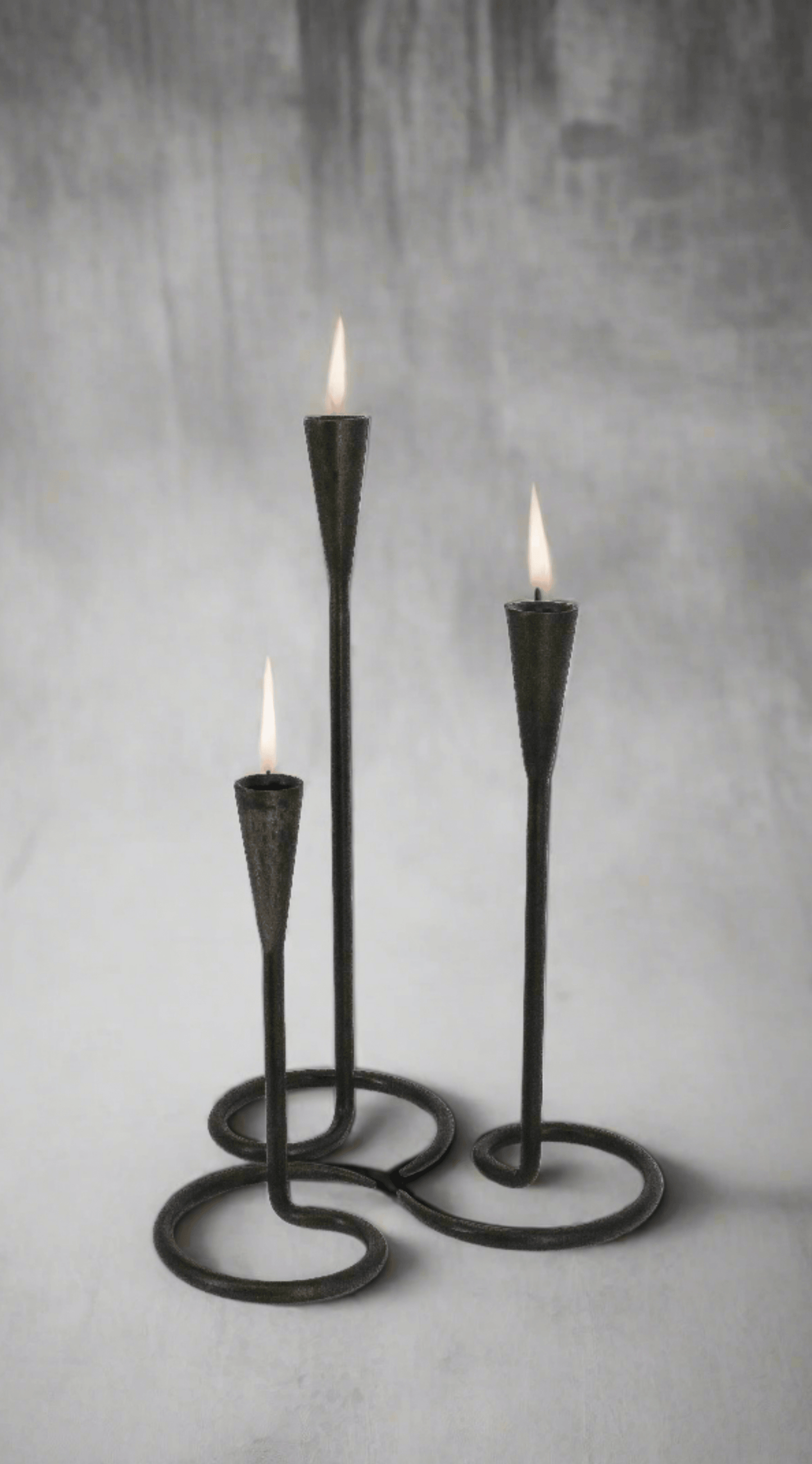 Modern Twisted Metal Candleholders - Set of 3 - Maple Village Lane