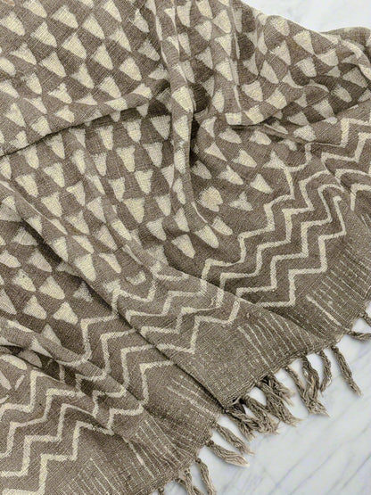 Jonathan Block Print Throw Blanket with Tassels - Maple Village Lane