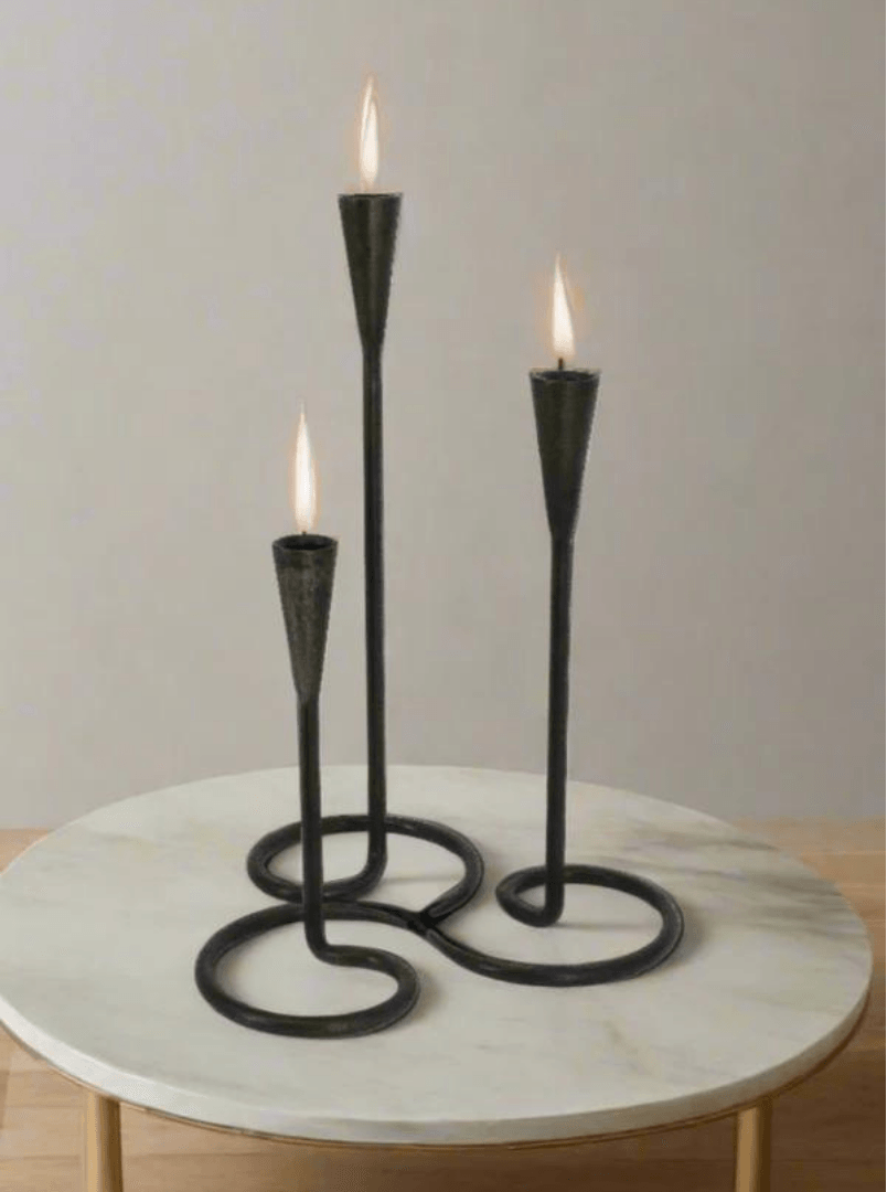 Modern Twisted Metal Candleholders - Set of 3 - Maple Village Lane