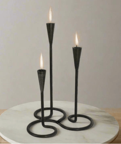 Modern Twisted Metal Candleholders - Set of 3 - Maple Village Lane