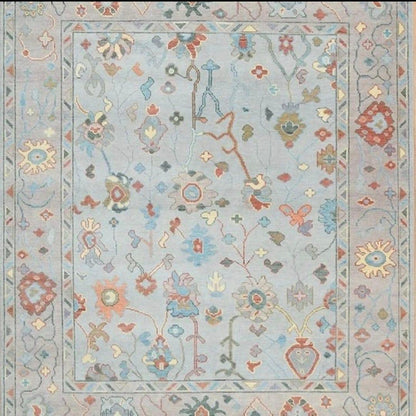 Fractured Floral Hand Knotted Oushak Rug - Maple Village Lane