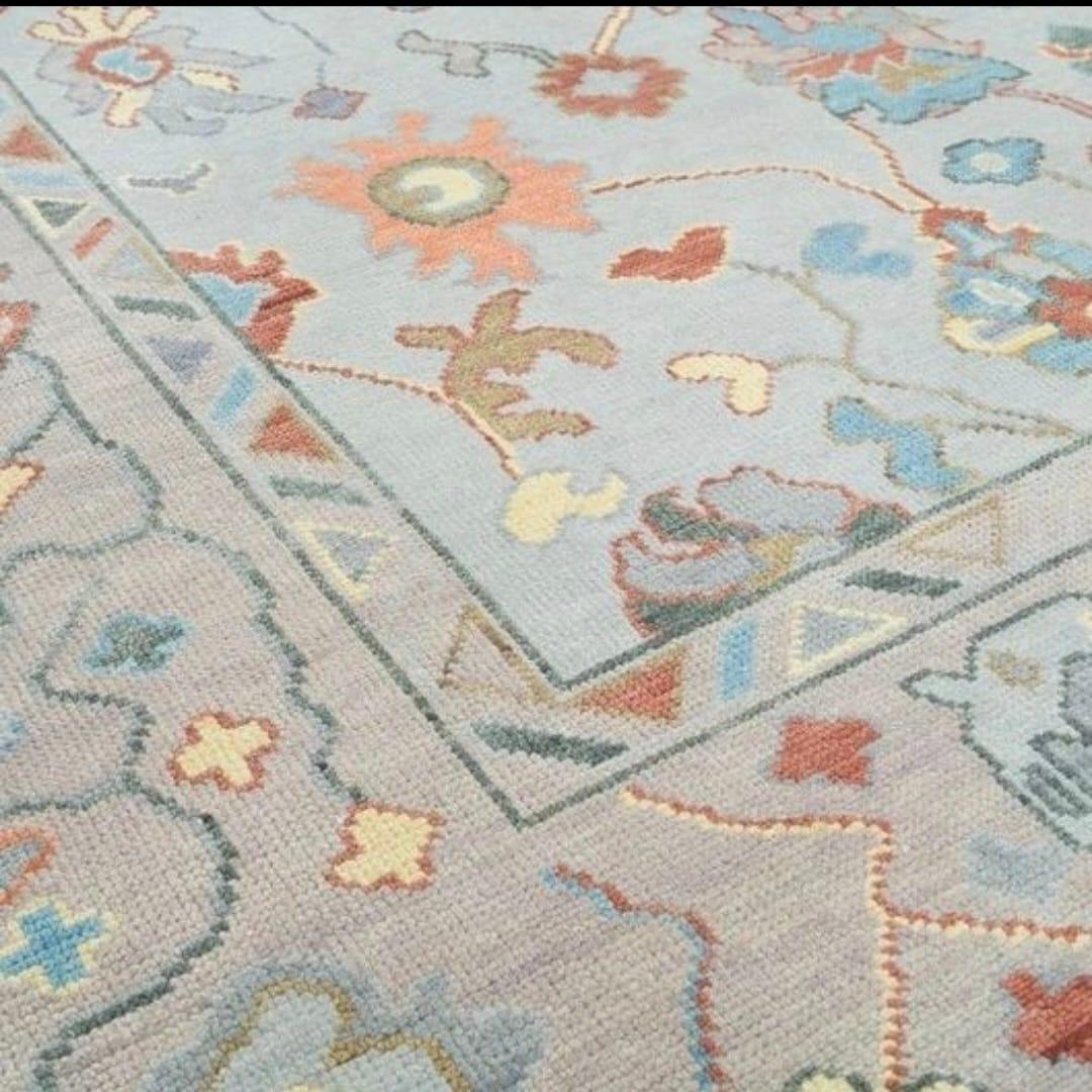 Fractured Floral Hand Knotted Oushak Rug - Maple Village Lane