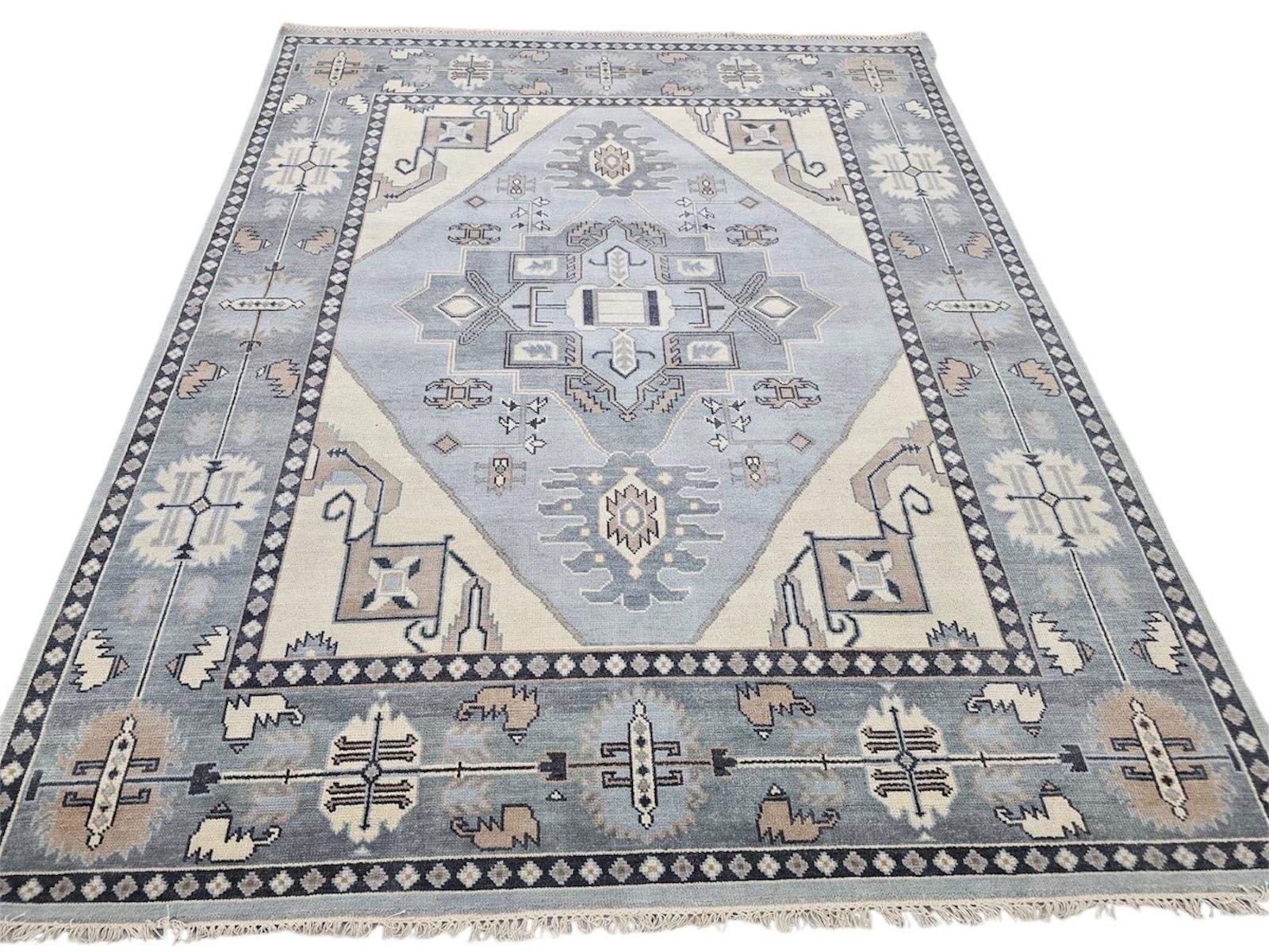 Oriental Halcyon Hand Knotted Oushak Rug - Maple Village Lane