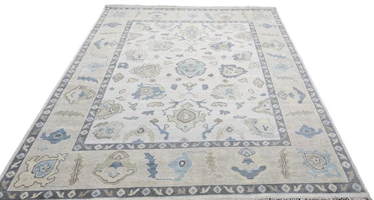 Oriental Silhouette Hand Knotted Oushak Rug