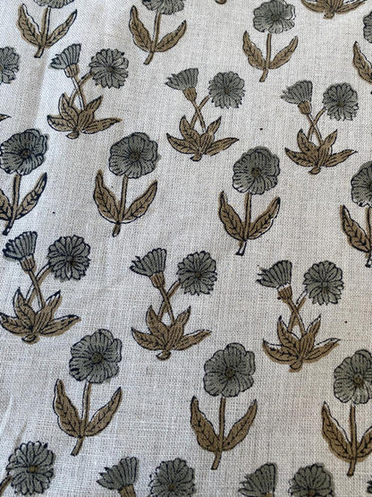 58" inches Hand Block Printed Linen Fabric , Home Decor Best Linen Fabric for decor, pillows ,upholstery, curtain