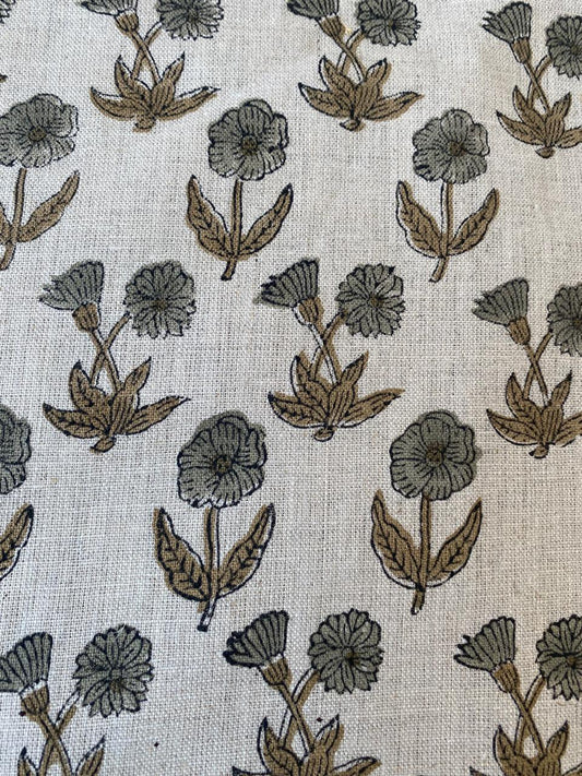 58" inches Hand Block Printed Linen Fabric , Home Decor Best Linen Fabric for decor, pillows ,upholstery, curtain