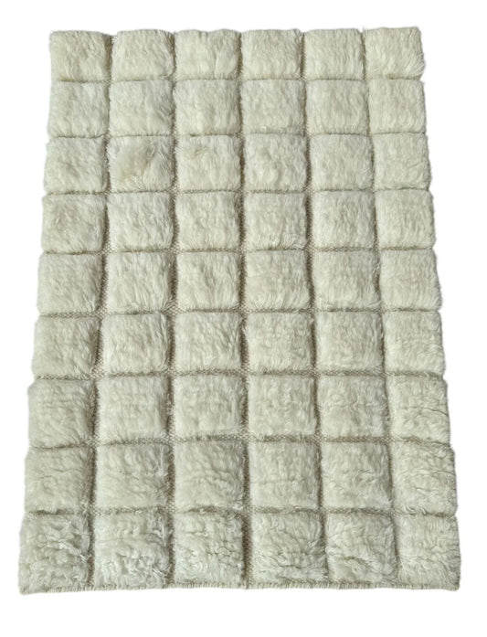 Textured Elegance: Moroccan Checkered Wool Rug