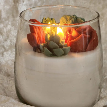 Santa Floral Glass Jar Candle with Air Tight Lid | Soy Wax