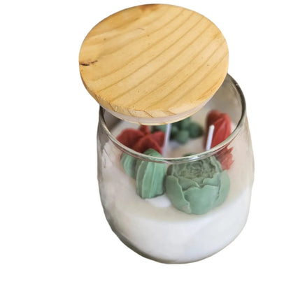 Santa Floral Glass Jar Candle with Air Tight Lid | Soy Wax