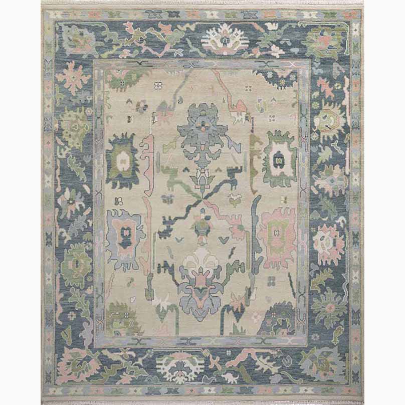 Wild Rose Hand-Knotted Wool Oushak Rug