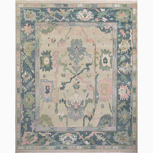 Wild Rose Hand-Knotted Wool Oushak Rug