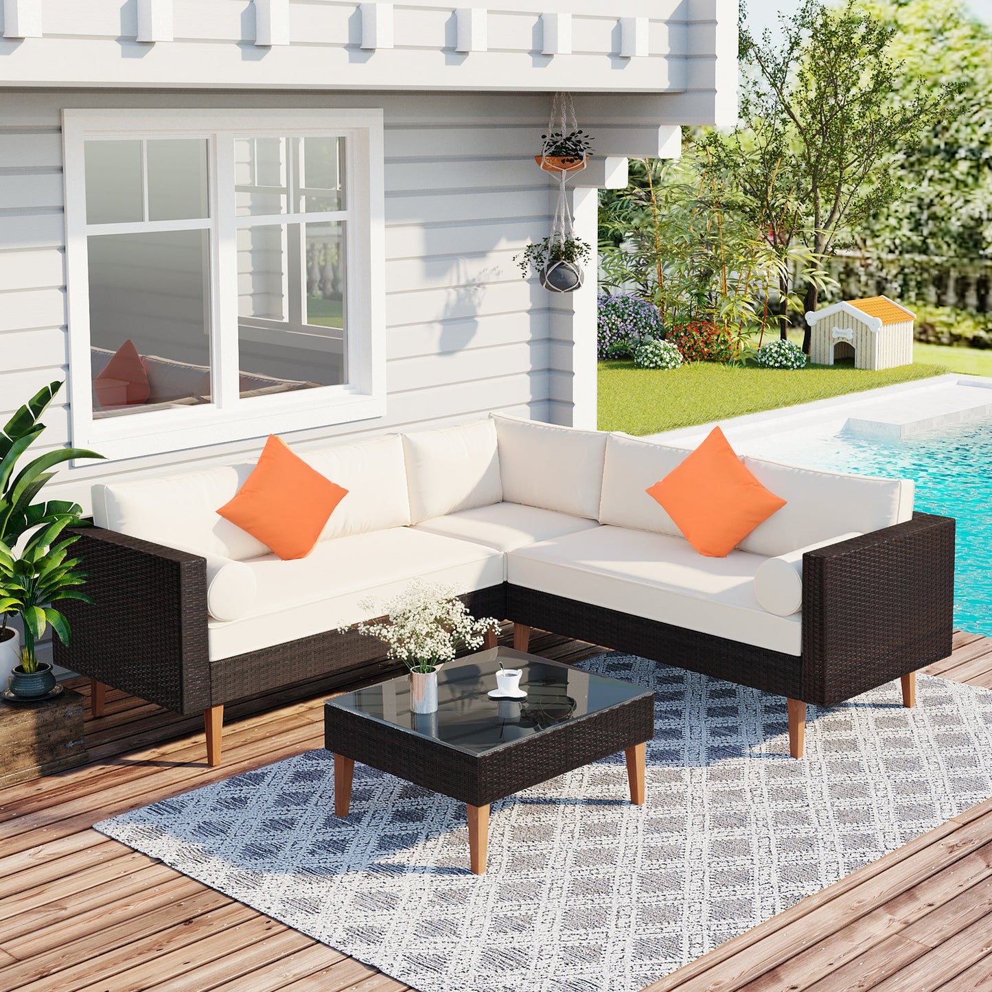 4-pieces Outdoor Wicker Sofa Set - Maple Village Lane