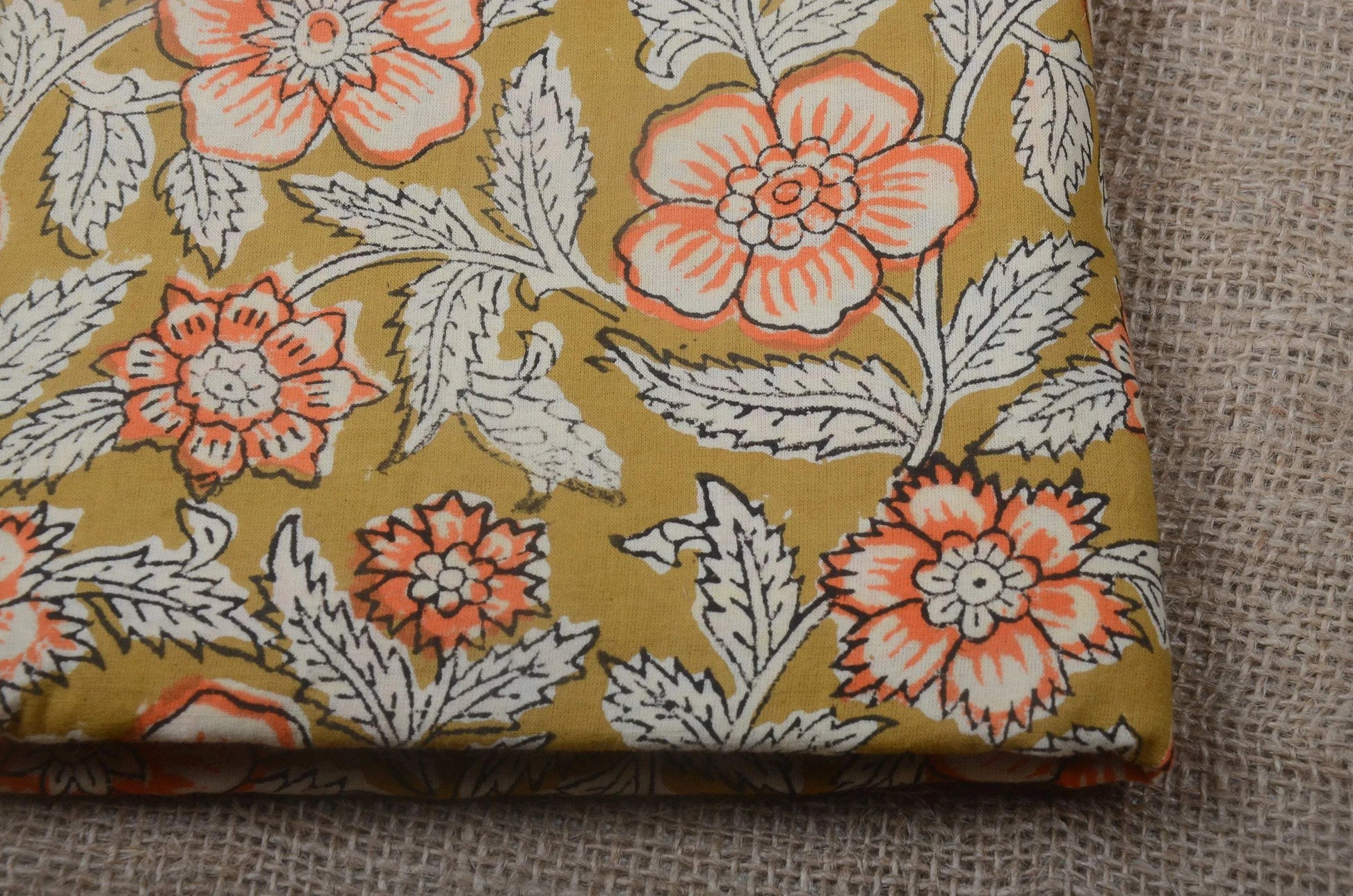 Indian Cotton Block Print Fabric by the Yard -Sewing and Quilting Fabric - Maple Village Lane