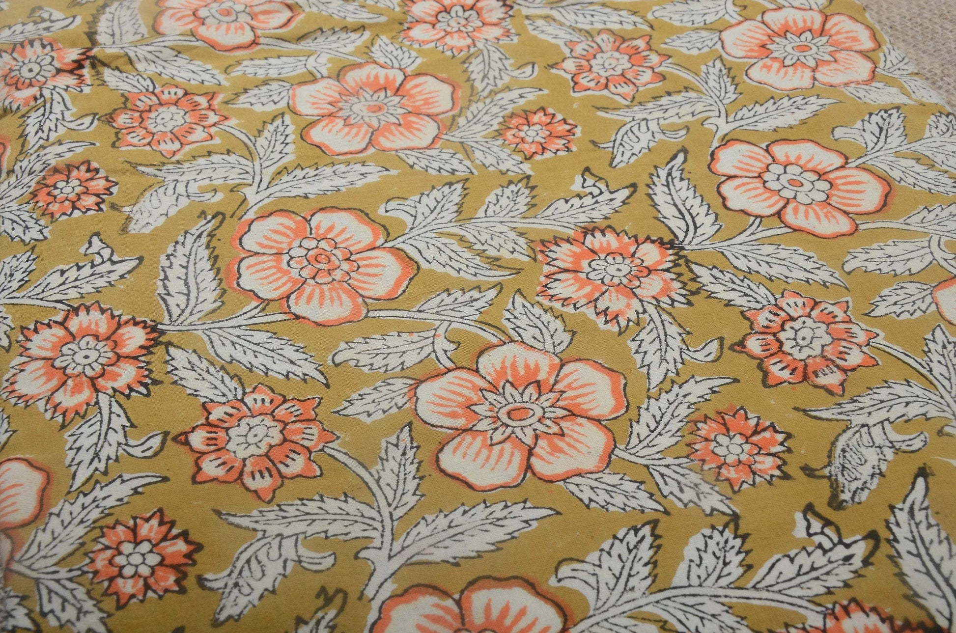 Indian Cotton Block Print Fabric by the Yard -Sewing and Quilting Fabric - Maple Village Lane