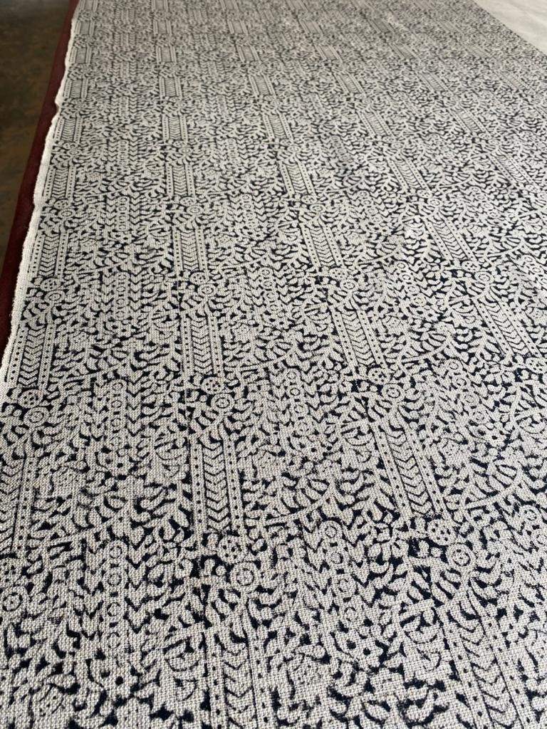 Block Print Handloom Linen Fabric Heavy Linen Fabric - Maple Village Lane