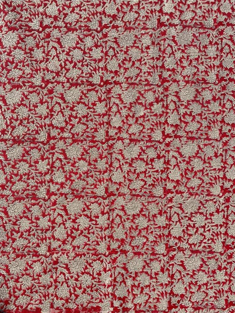 Block Print Handloom Linen Fabric Heavy Linen Fabric Natural Linen Fabric - Maple Village Lane