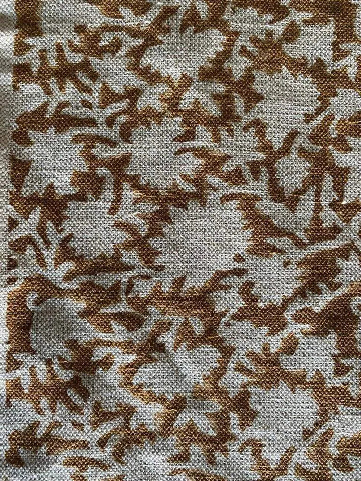 Block Print Handloom Linen Fabric Heavy Linen Fabric Natural Linen Fabric - Maple Village Lane