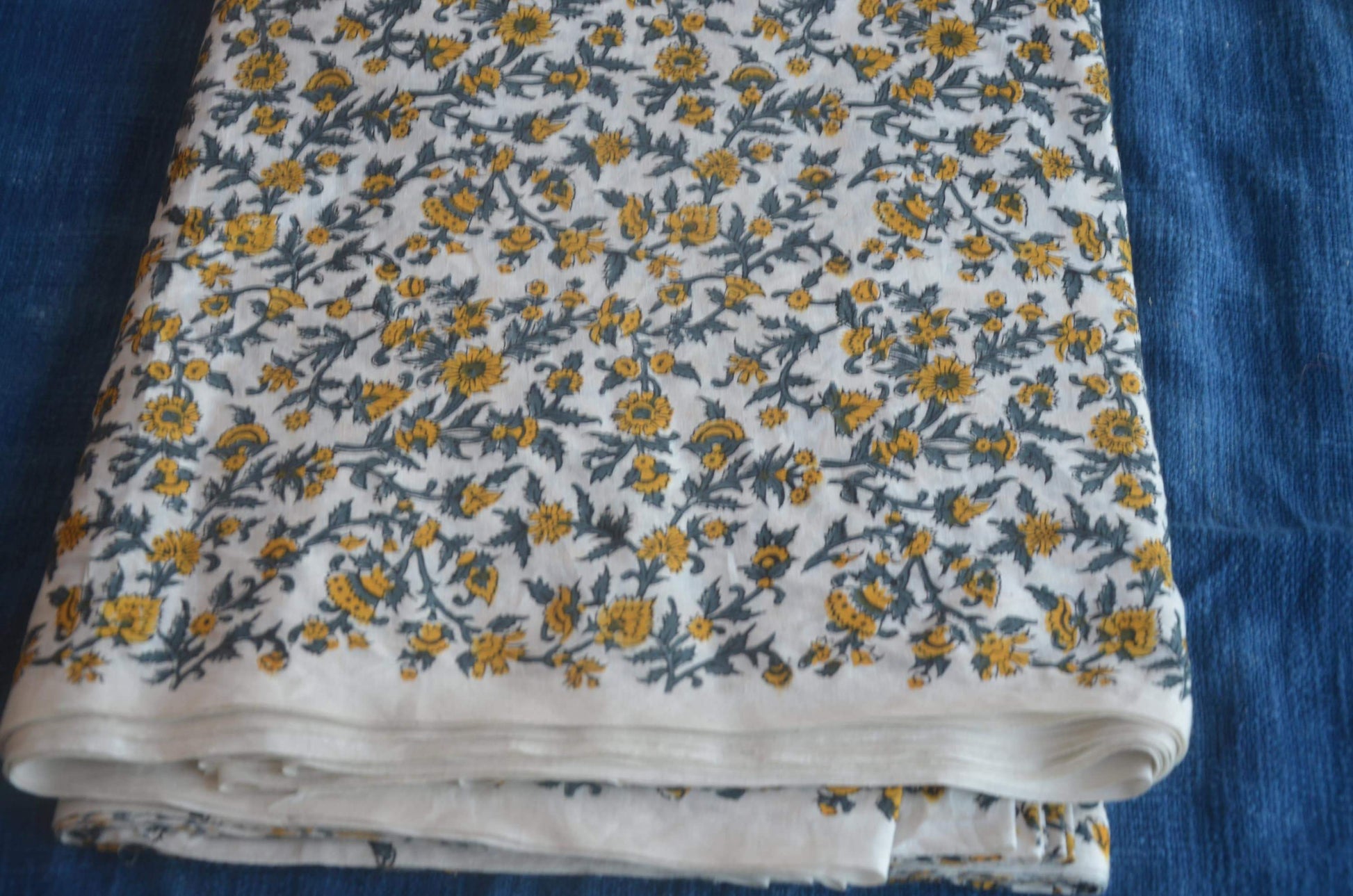 Kalamkari Floral Print Block Print Fabric Cotton Indian Fabric, Hand Printed Natural Vegetable Dye Soft Cotton Woman Dress Fabric By Yard - Maple Village Lane