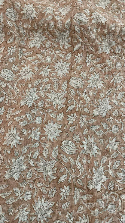 Linen fabric, Fabric by yard, Hand printed fabric, Block Print Fabric, Indian Fabric