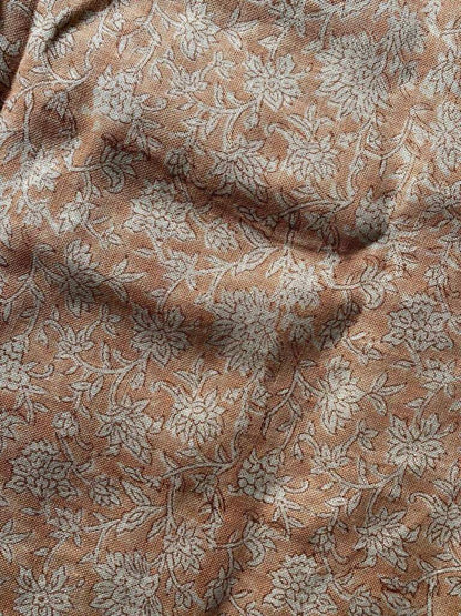 Block Print Handloom Linen Fabric Linen Fabric Flower Blush pink, Mustered, Rusty Pink - Maple Village Lane