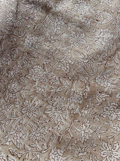 Block Print Handloom Linen Fabric Linen Fabric Flower Blush pink, Mustered, Rusty Pink - Maple Village Lane