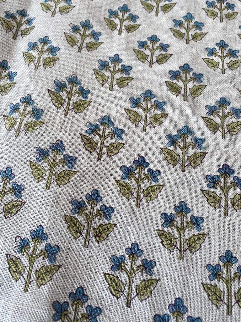 Linen fabric, Fabric by yard, Hand printed fabric, Block Print Fabric, Indian Fabric