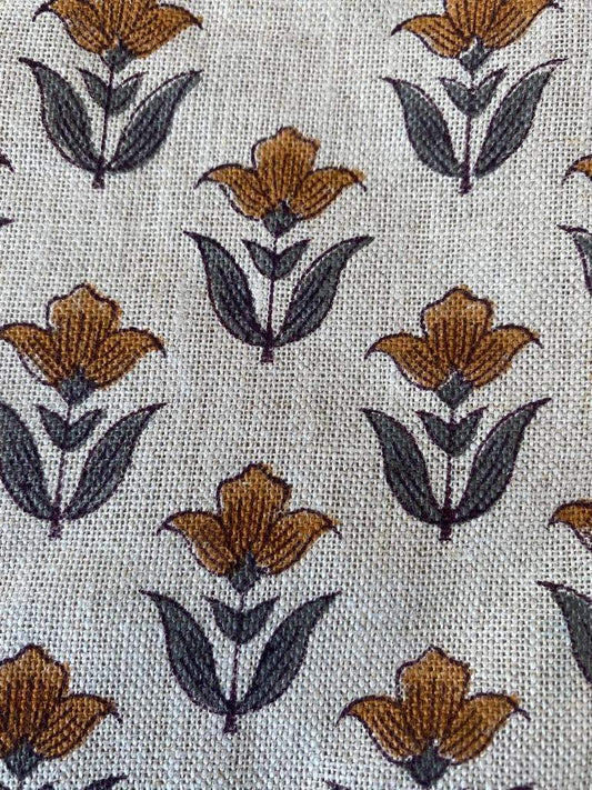 Linen fabric, Fabric by yard, Hand printed fabric, Block Print Fabric, Indian Fabric