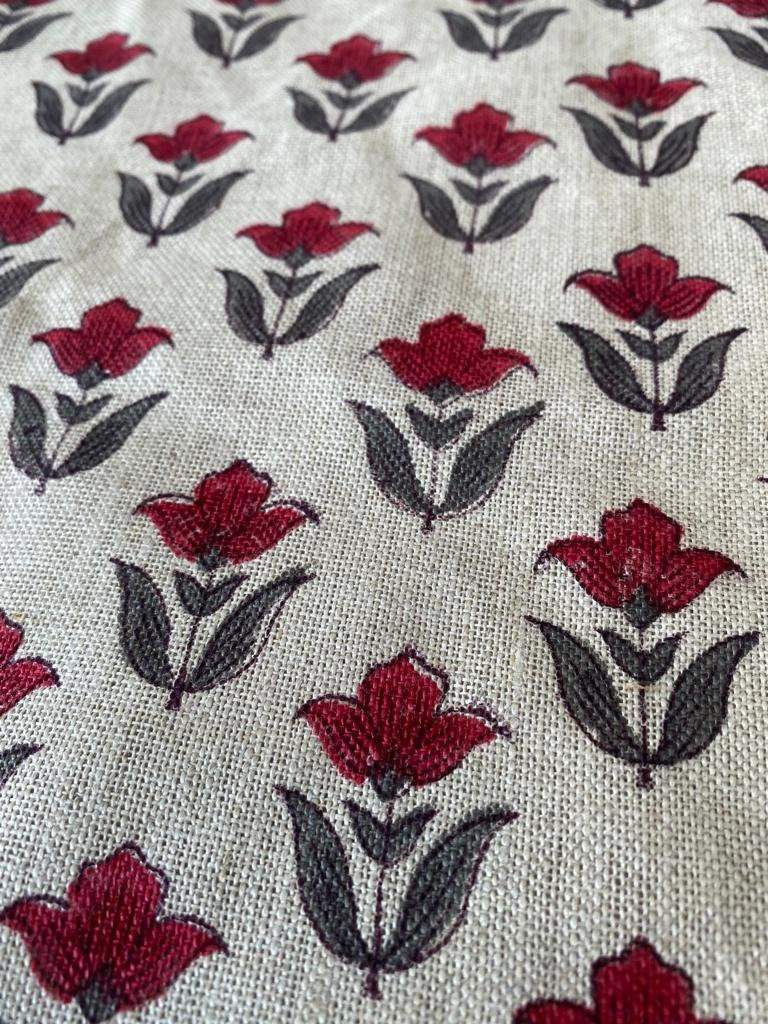 Linen fabric, Fabric by yard, Hand printed fabric, Block Print Fabric, Indian Fabric