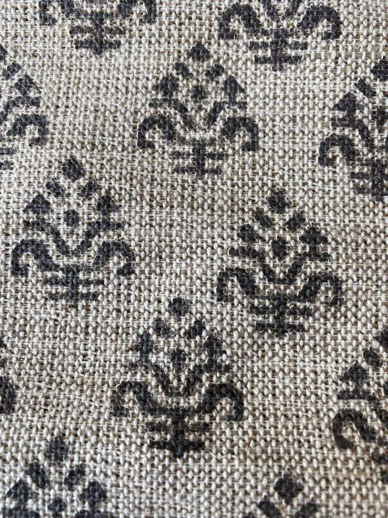 Block Print Handloom Linen Fabric Heavy Linen Fabric, Upholstery fabric ,pillow cover ,home décor Grey Colour - Maple Village Lane