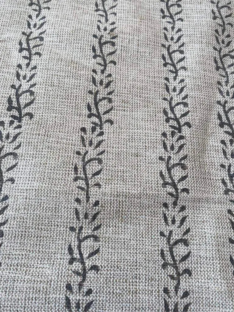 Veera Block Print Handloom Heavy Linen Fabric for Upholstery - Maple Village Lane