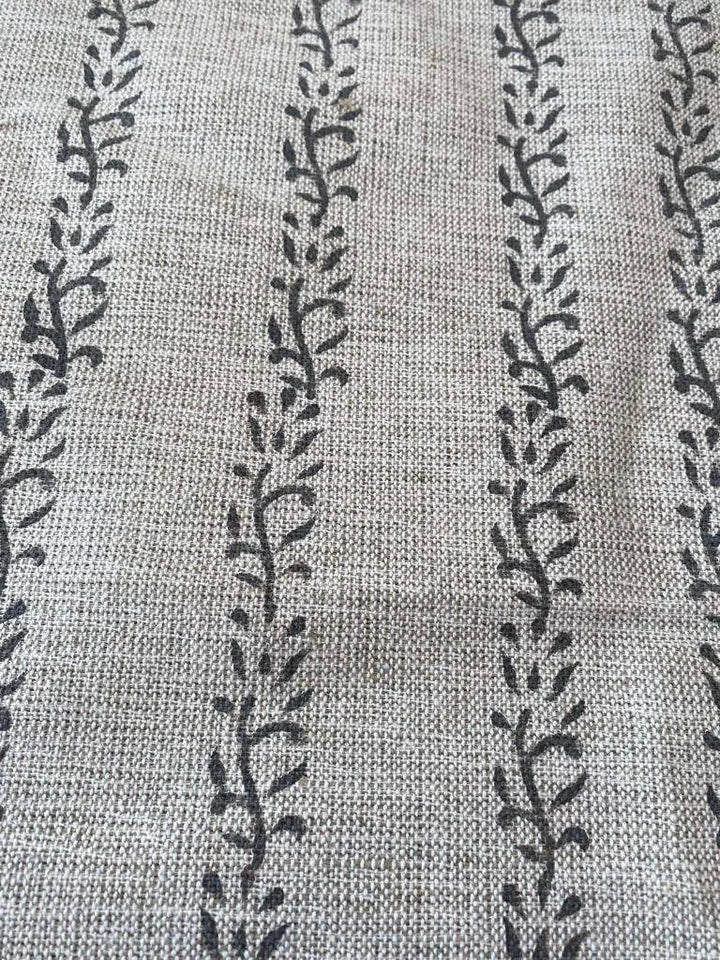 Veera Block Print Handloom Heavy Linen Fabric for Upholstery - Maple Village Lane