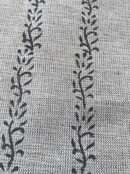 Block Print Handloom Linen Fabric Heavy Linen Fabric, Upholstery fabric ,pillow cover ,home décor Grey Colour - Maple Village Lane