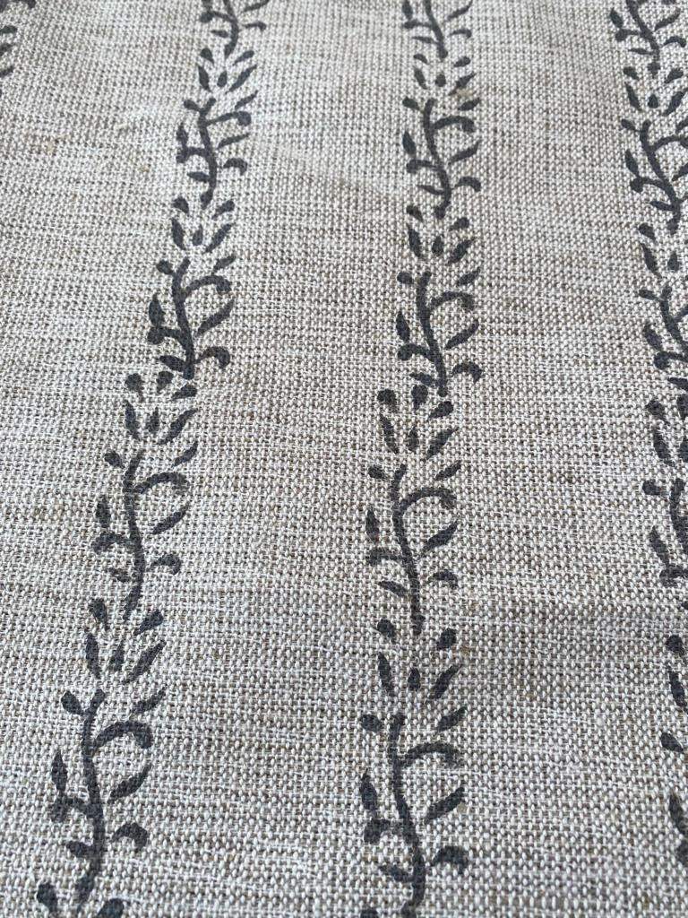 Block Print Handloom Linen Fabric Heavy Linen Fabric, Upholstery fabric ,pillow cover ,home décor Grey Colour - Maple Village Lane