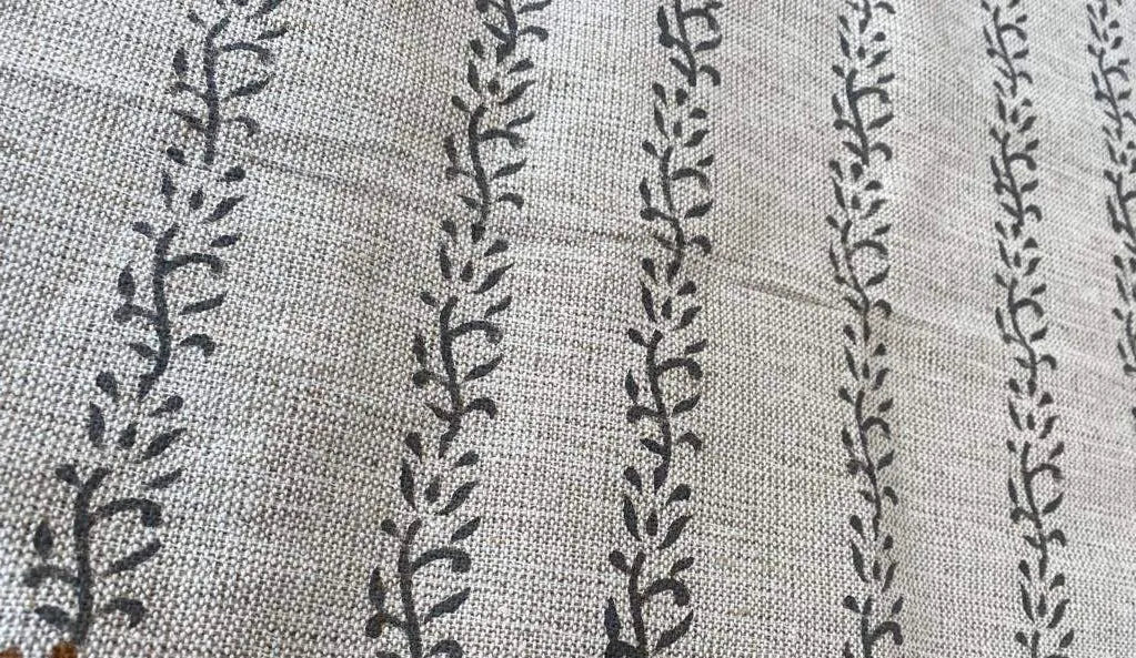 Veera Block Print Handloom Heavy Linen Fabric for Upholstery