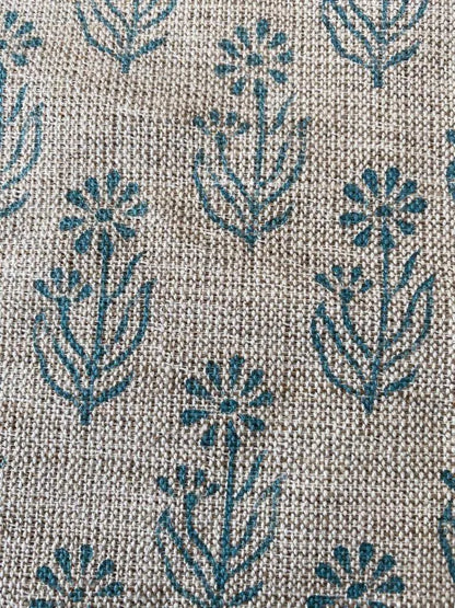 Thea Block Print Handloom Heavy Linen Fabric for Upholstery and more