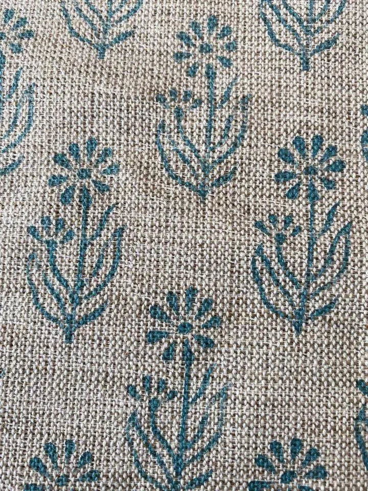 Thea Block Print Handloom Heavy Linen Fabric for Upholstery and more - Maple Village Lane