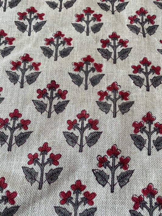 Linen fabric, Fabric by yard, Hand printed fabric, Block Print Fabric, Indian Fabric