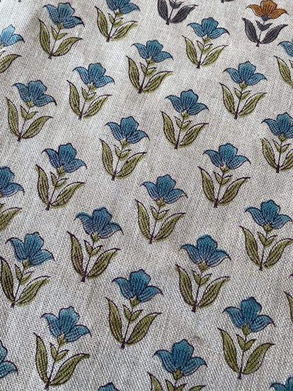 Linen fabric, Fabric by yard, Hand printed fabric, Block Print Fabric, Indian Fabric