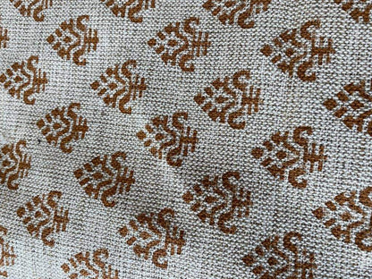 Block Print Handloom Linen Fabric Heavy Linen Fabric, Upholstery fabric ,pillow cover ,home décor dark Mustered Colour - Maple Village Lane