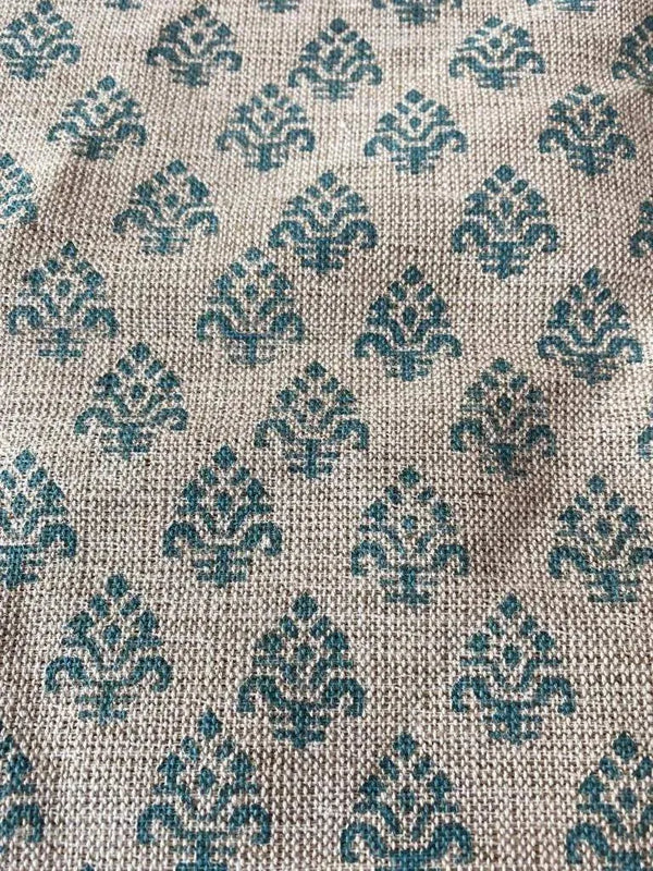 Oswald Block Print  Handloom Linen Fabric