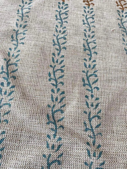 Veera Block Print Handloom Heavy Linen Fabric for Upholstery